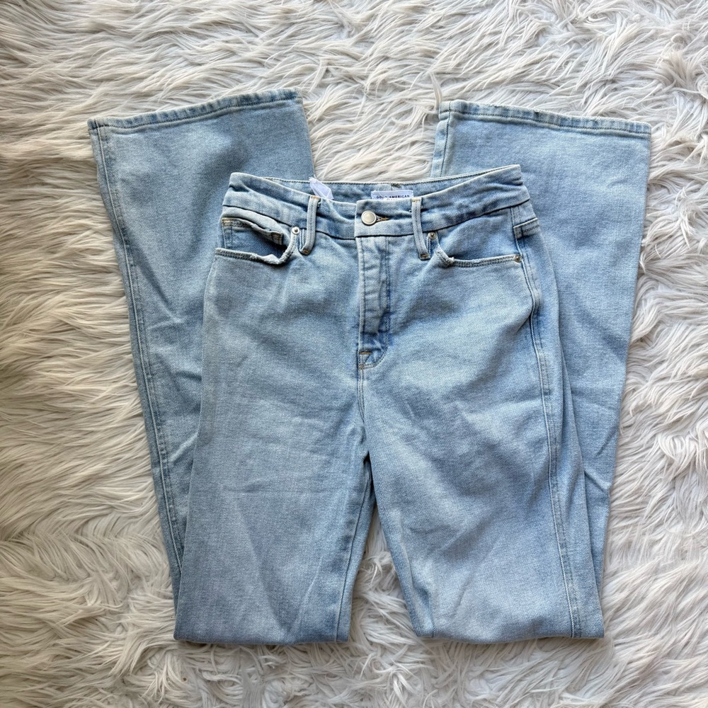 Good American Light Blue Y2K Boho Hippie Flare Bootcut Denim Jeans 0 / 25